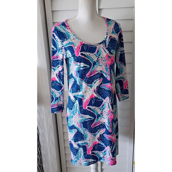 Lilly Pulitzer Indigo Beacon Dress in Star Struck Print Pima Cotton EUC S - Picture 4 of 10